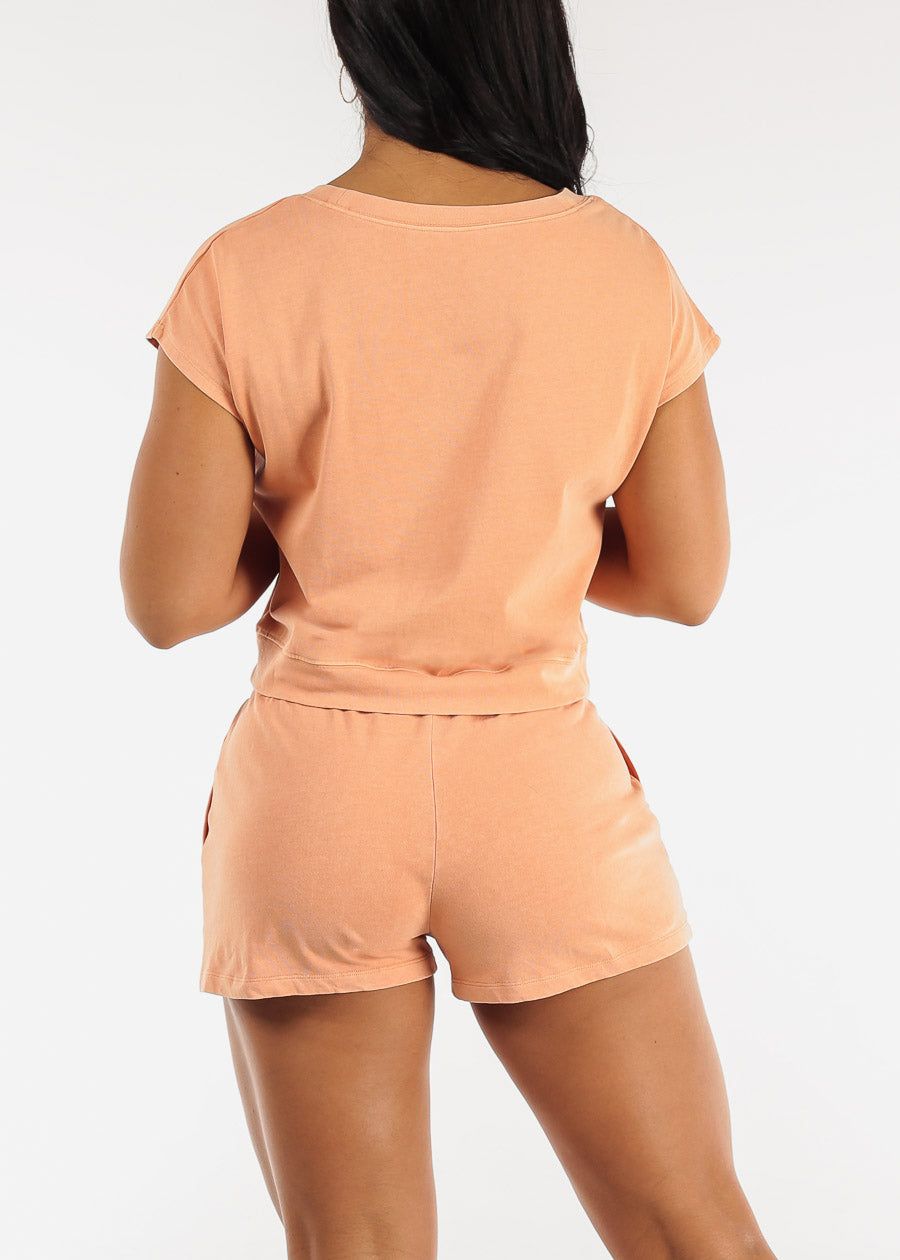 Loungewear Dolman Sleeve Top & Shorts Orange (2 PCE SET) sold by Moda product image thumbnail 4