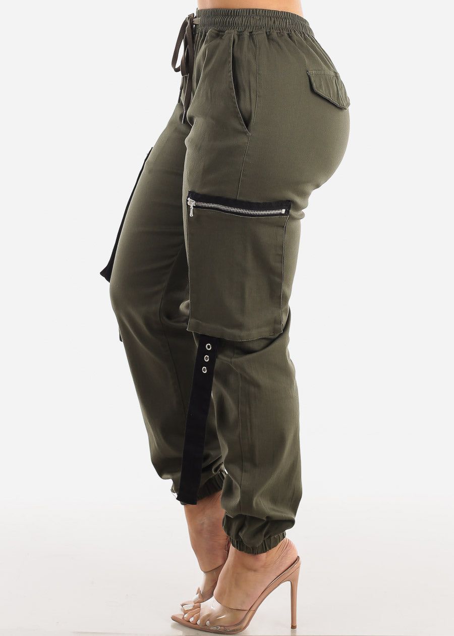 Drawstring Waist Cargo Jogger Pants Olive sold by Moda product image thumbnail 3