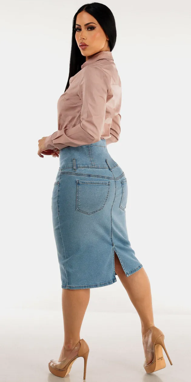 Collared Pink Denim Pencil Set sold by Moda product image thumbnail 2