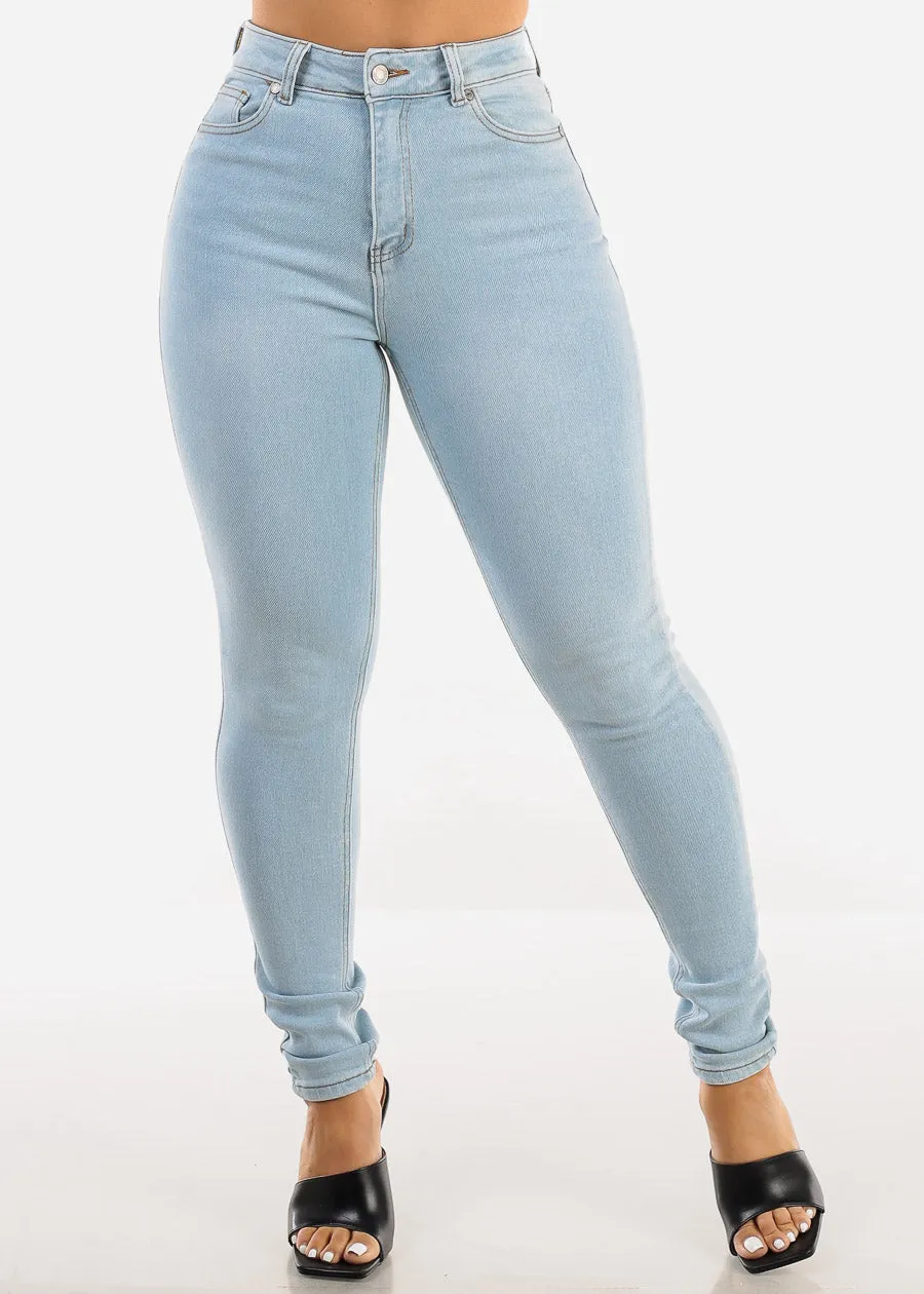 Classic Super High Waist Light Skinny Jeans sold by Moda