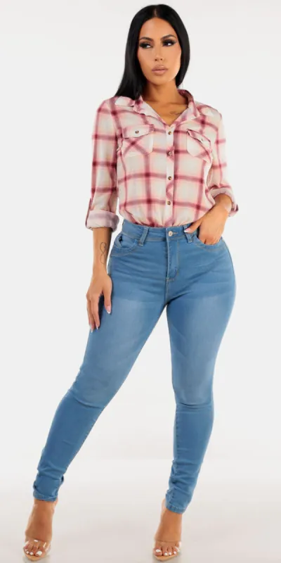 Plaid Butt Lift Skinnies Look sold by Moda