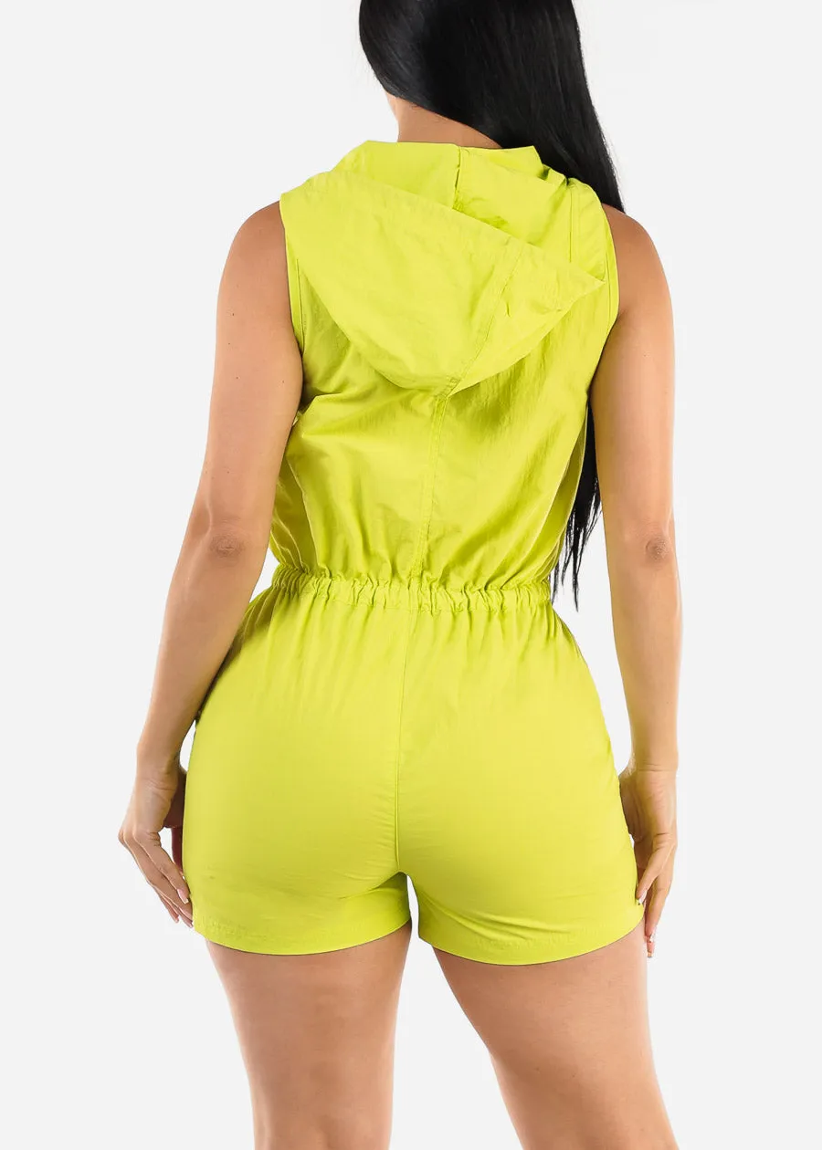 Sleeveless Windbreaker Hooded Romper Neon Lime sold by Moda product image thumbnail 4