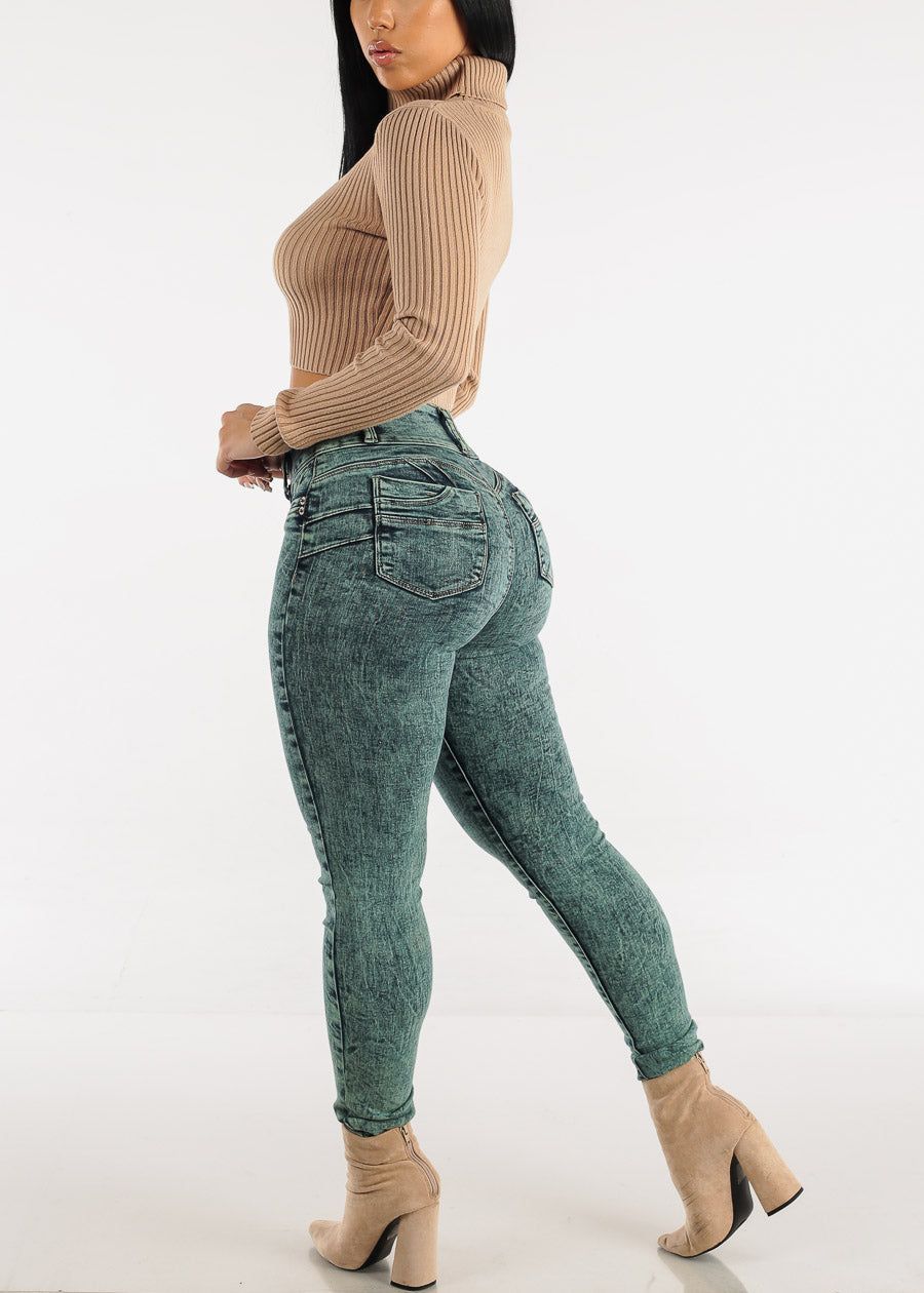 Levantacola High Waisted Acid Wash Skinny Jeans sold by Moda product image thumbnail 8