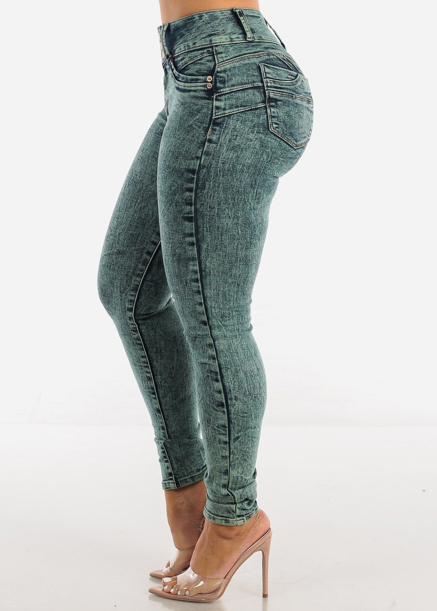 Levantacola High Waisted Acid Wash Skinny Jeans sold by Moda product image thumbnail 5