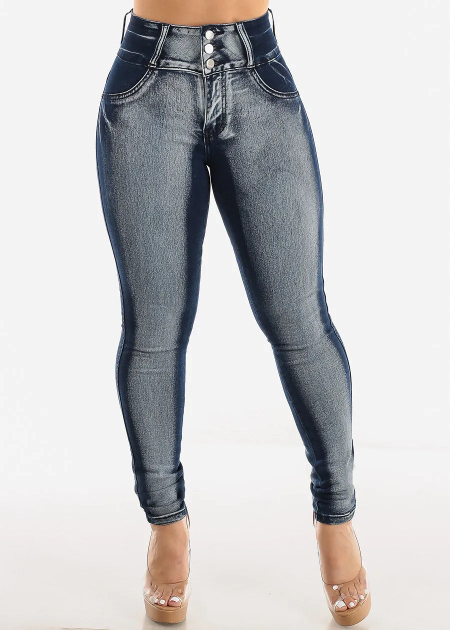 High Waisted Butt Lifting Acid Wash Skinny Jeans sold by Moda product image thumbnail 3