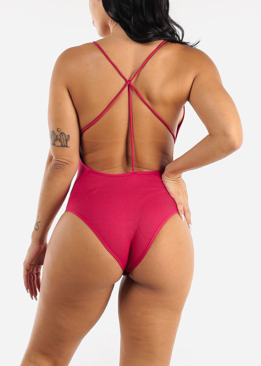 Open Back Seamless Bodysuit Magenta sold by Moda product image thumbnail 6