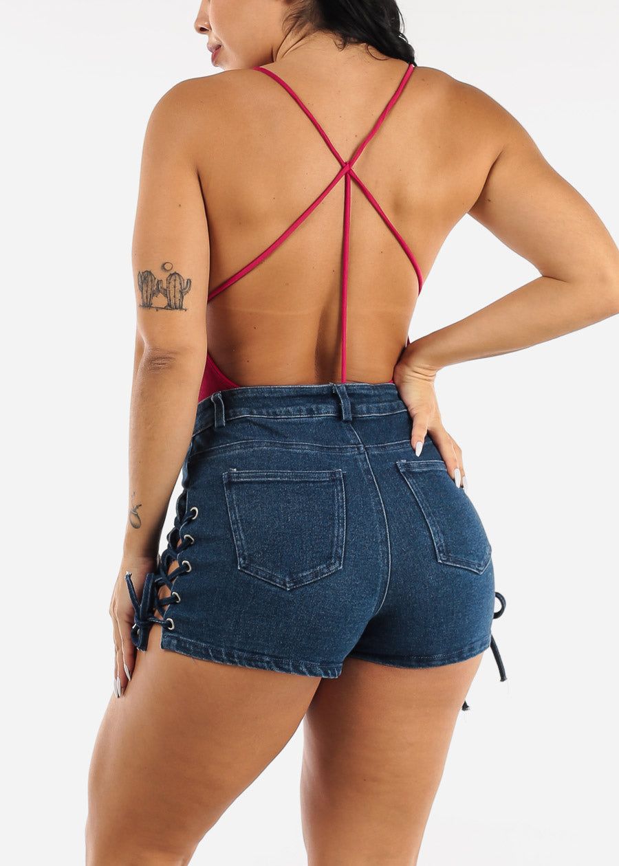 Open Back Seamless Bodysuit Magenta sold by Moda product image thumbnail 4