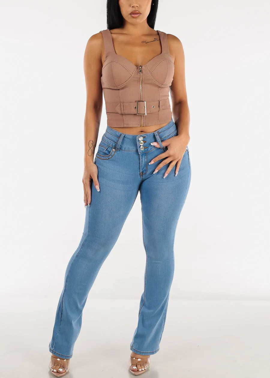 Butt Lifting Mid Rise Light Blue Bootcut Jeans sold by Moda product image thumbnail 2