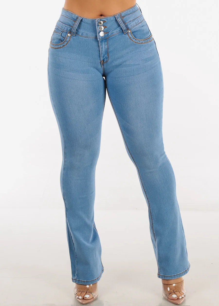 Butt Lifting Mid Rise Light Blue Bootcut Jeans sold by Moda product image thumbnail 3