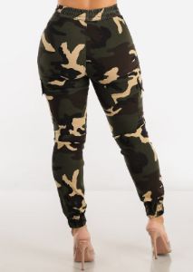 High Waist Drawstring Hyper Stretch Camo Cargo Joggers sold by Moda
