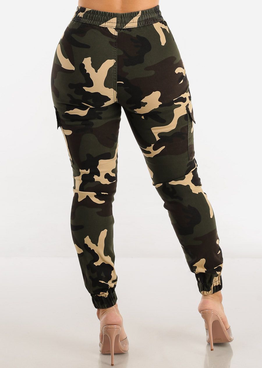 High Waist Drawstring Hyper Stretch Camo Cargo Joggers sold by Moda product image thumbnail 4