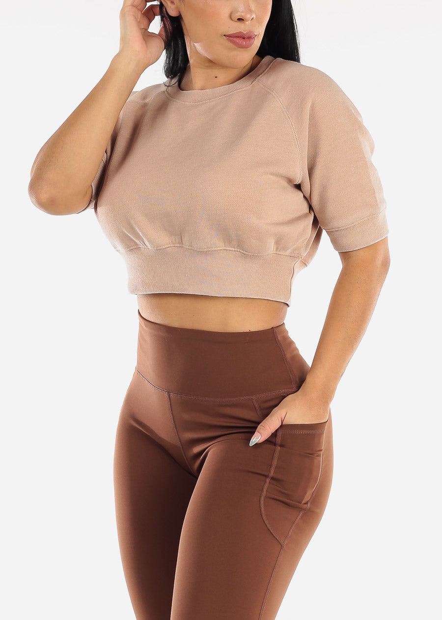 MONO B Burnout Wash Short Sleeve Cropped Top sold by Moda