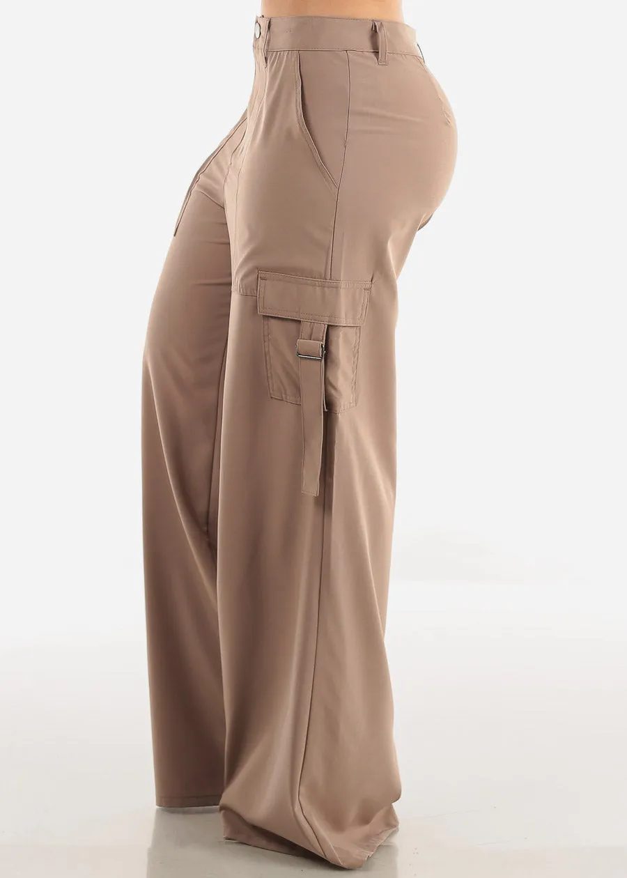 High Waisted Wide Leg Cargo Pants Taupe sold by Moda product image thumbnail 4