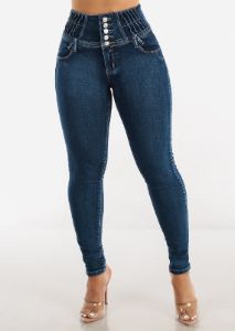 Super High Waist Butt Lift 5 Button Skinny Jeans sold by Moda