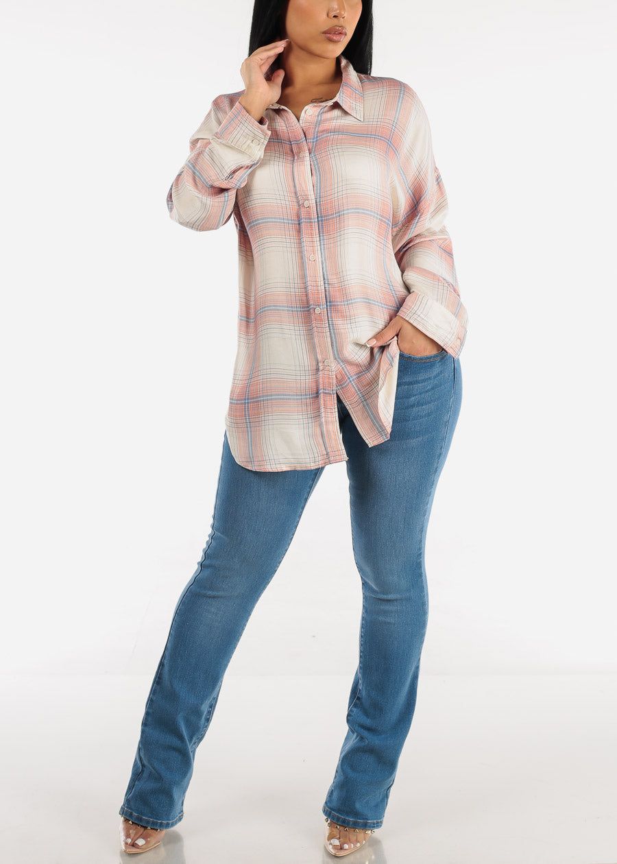 Long Sleeve Button Down Oversized Plaid Shirt sold by Moda product image thumbnail 2