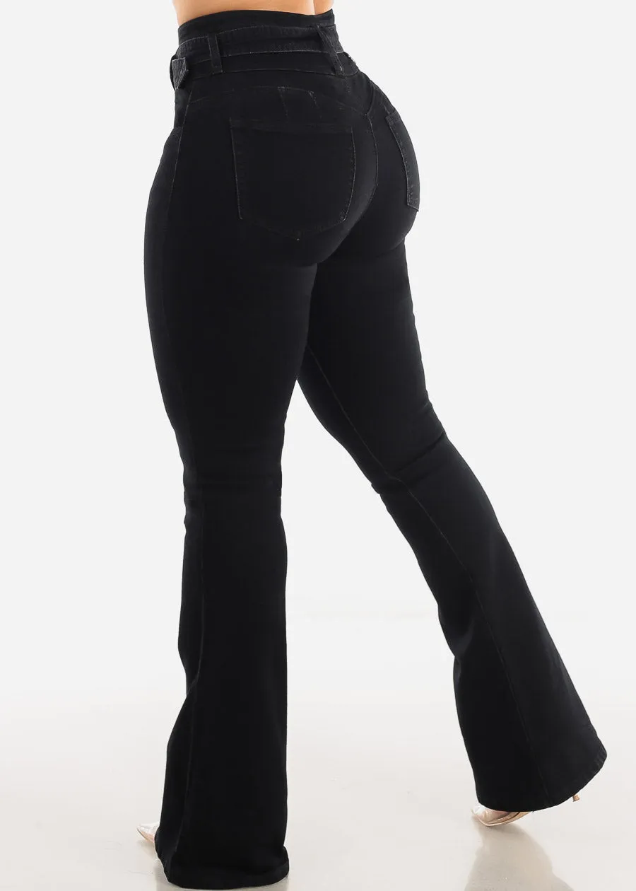 Super High Waisted Butt Lifting Black Flared Jeans sold by Moda