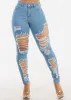 Super High Waist Distressed Skinny Jeans Light Wash sold by Moda
