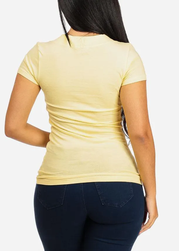 V-neck Basic Tee (Light Yellow) sold by Moda product image thumbnail 2
