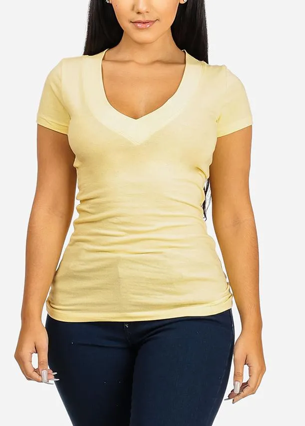 V-neck Basic Tee (Light Yellow) sold by Moda