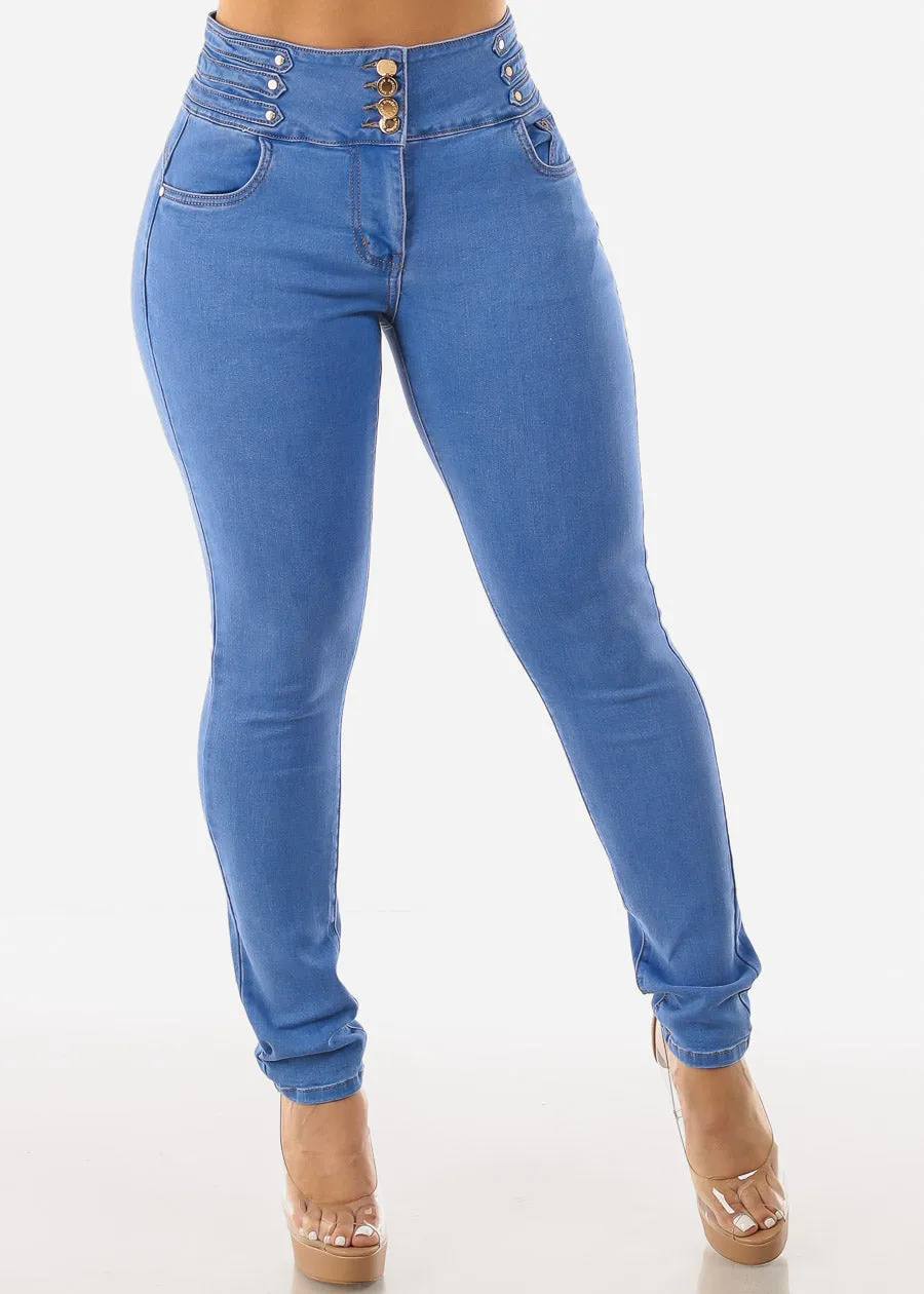 Super High Waisted Butt Lifting Skinny Jeans Blue Wash sold by Moda product image thumbnail 3