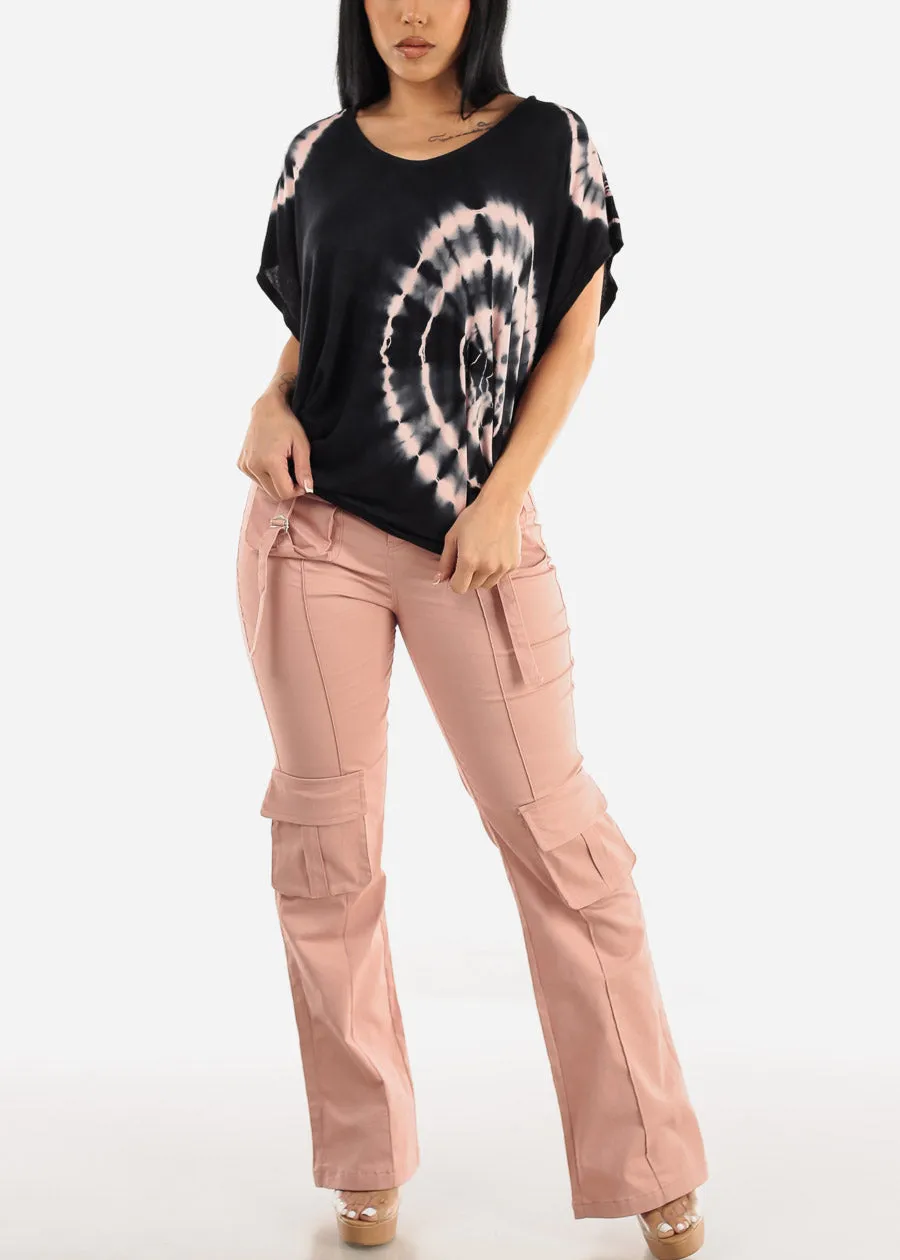 High Waist Straight Leg Twill Cargo Pants Light Pink sold by Moda product image thumbnail 2