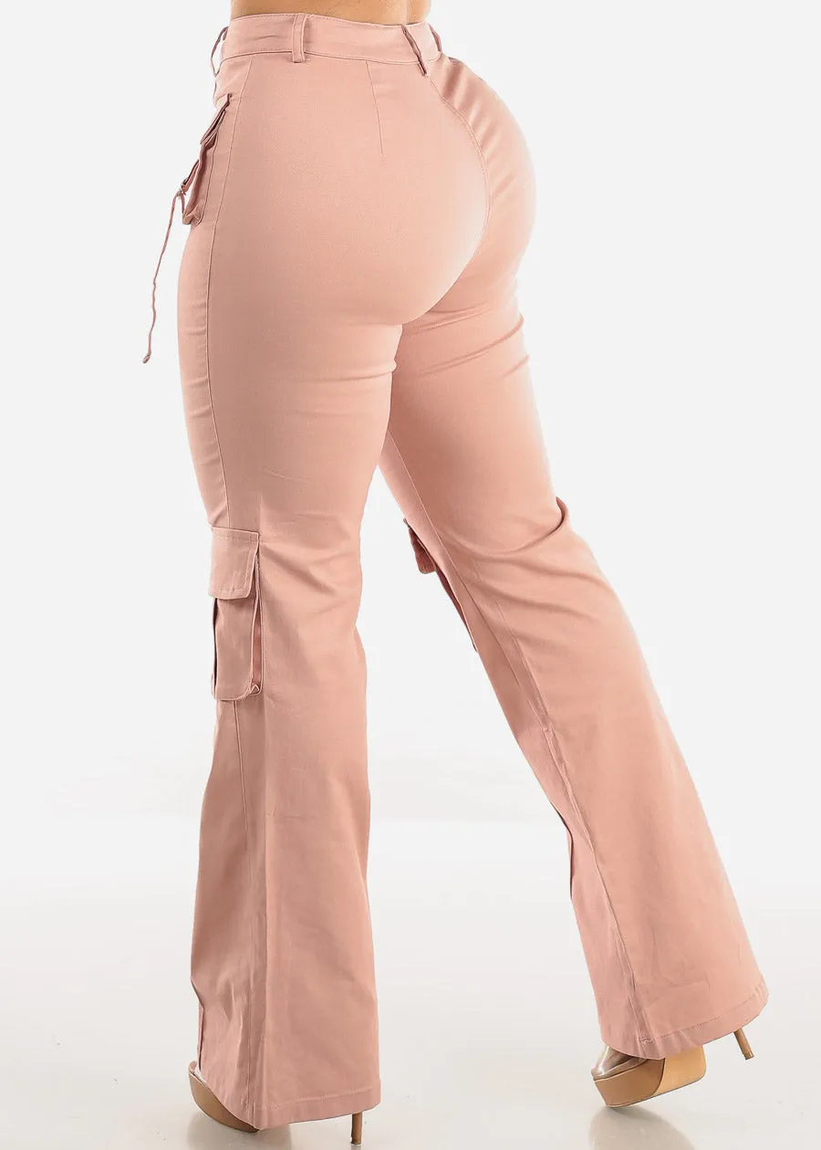 High Waist Straight Leg Twill Cargo Pants Light Pink sold by Moda product image thumbnail 4