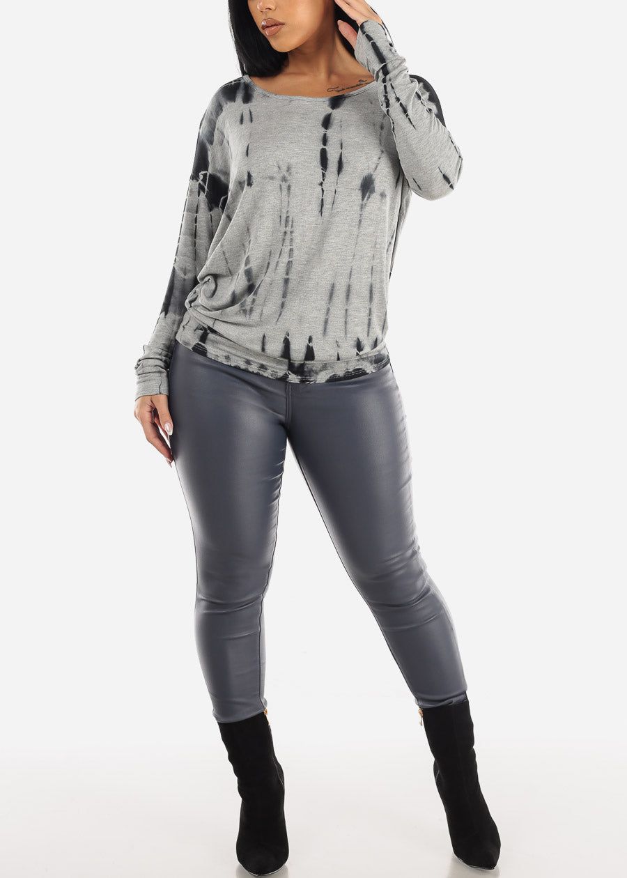 High Waist Faux Leather Skinny Pants Charcoal sold by Moda product image thumbnail 2