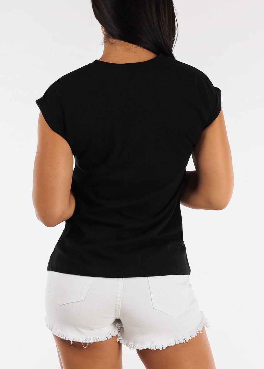 Black Cap Sleeve Love Graphic Tee sold by Moda product image thumbnail 4