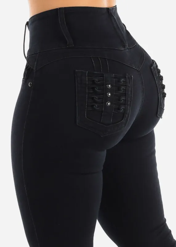 Black Butt Lift Levantacola High Waisted Skinny Jeans sold by Moda