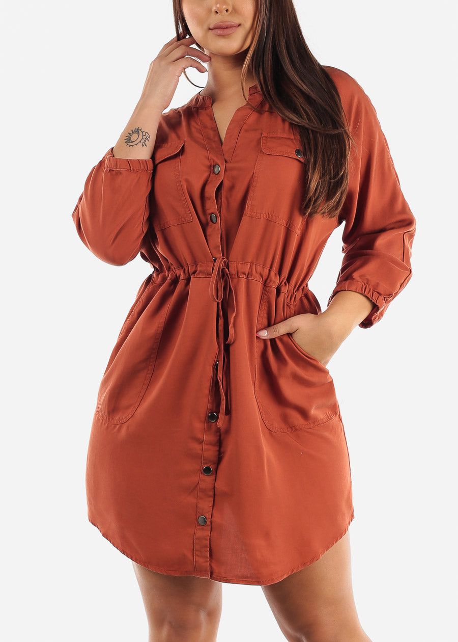 Cargo Shirt Dress Rust sold by Moda