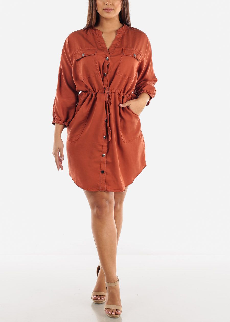 Cargo Shirt Dress Rust sold by Moda product image thumbnail 2