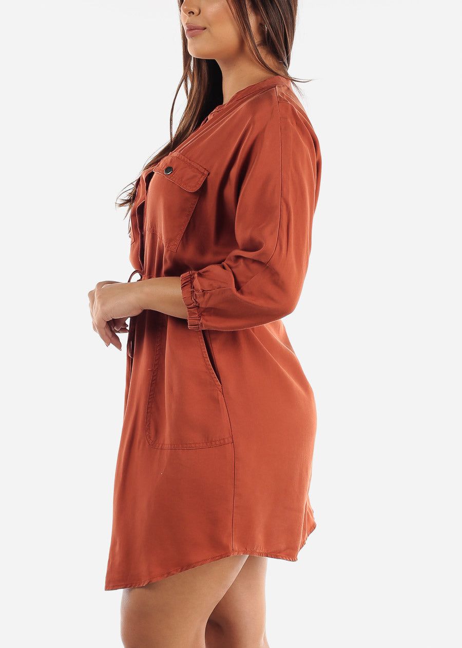 Cargo Shirt Dress Rust sold by Moda product image thumbnail 3