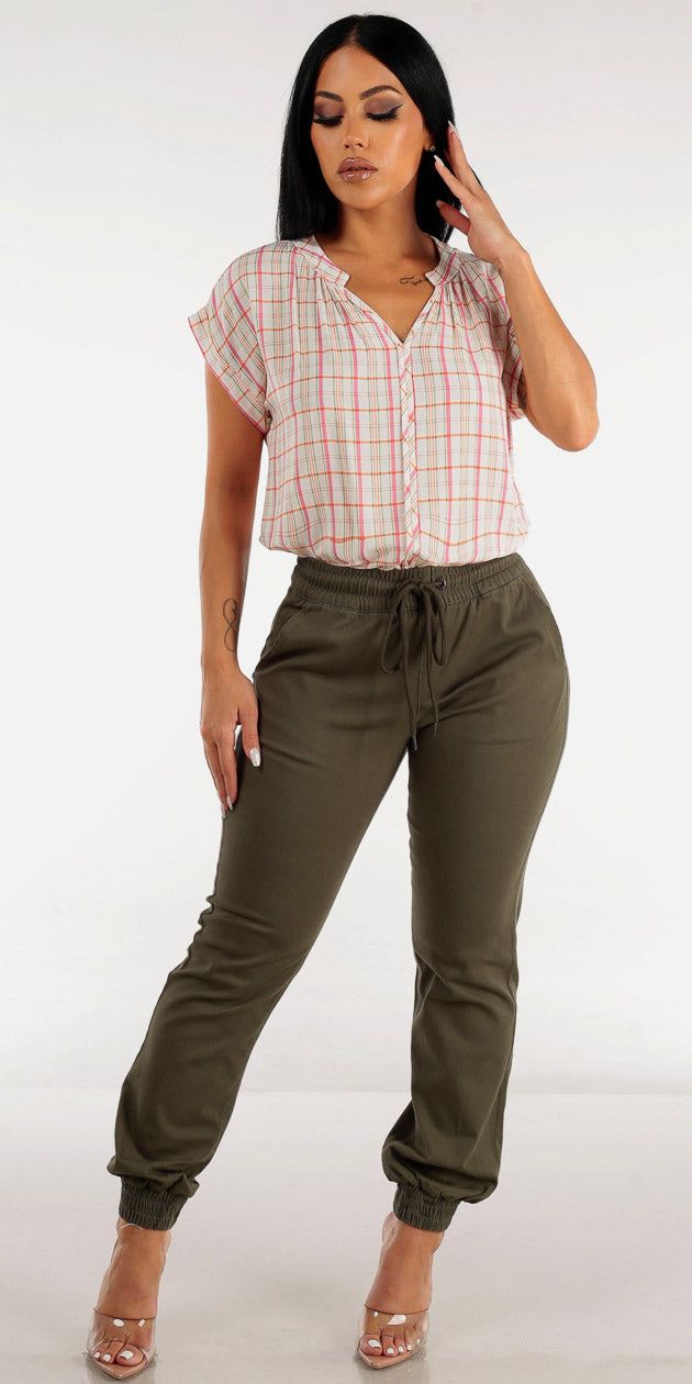 Olive Jogger Plaid Outfit sold by Moda