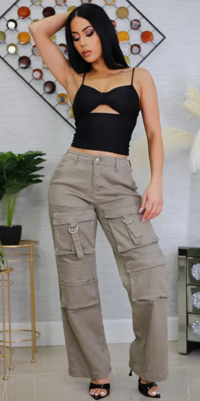 Black Top Cargo Jeans Combo sold by Moda