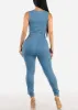 Sleeveless Zip Up Denim Jumpsuit Med Blue sold by Moda