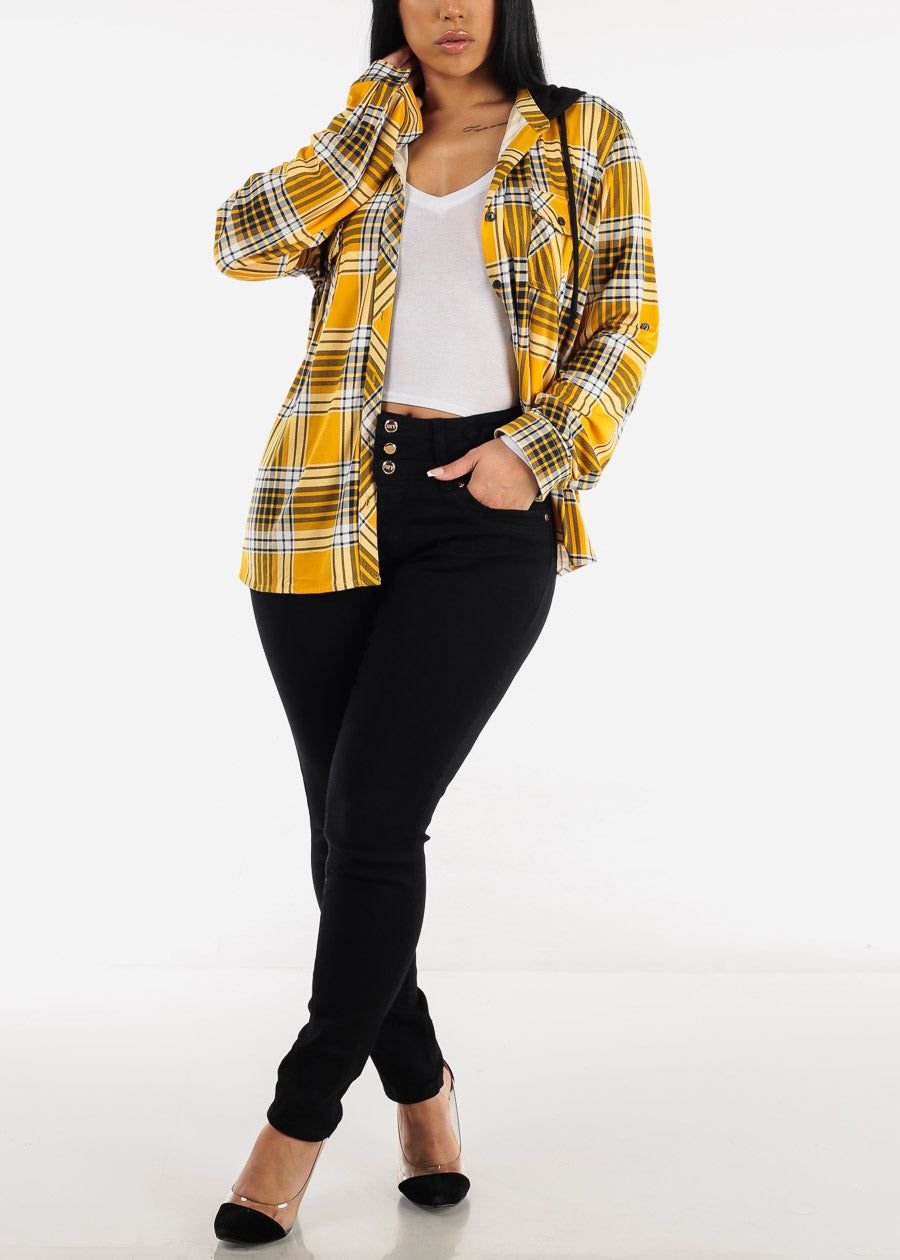 Long Sleeve Plaid Shacket Mustard sold by Moda product image thumbnail 2