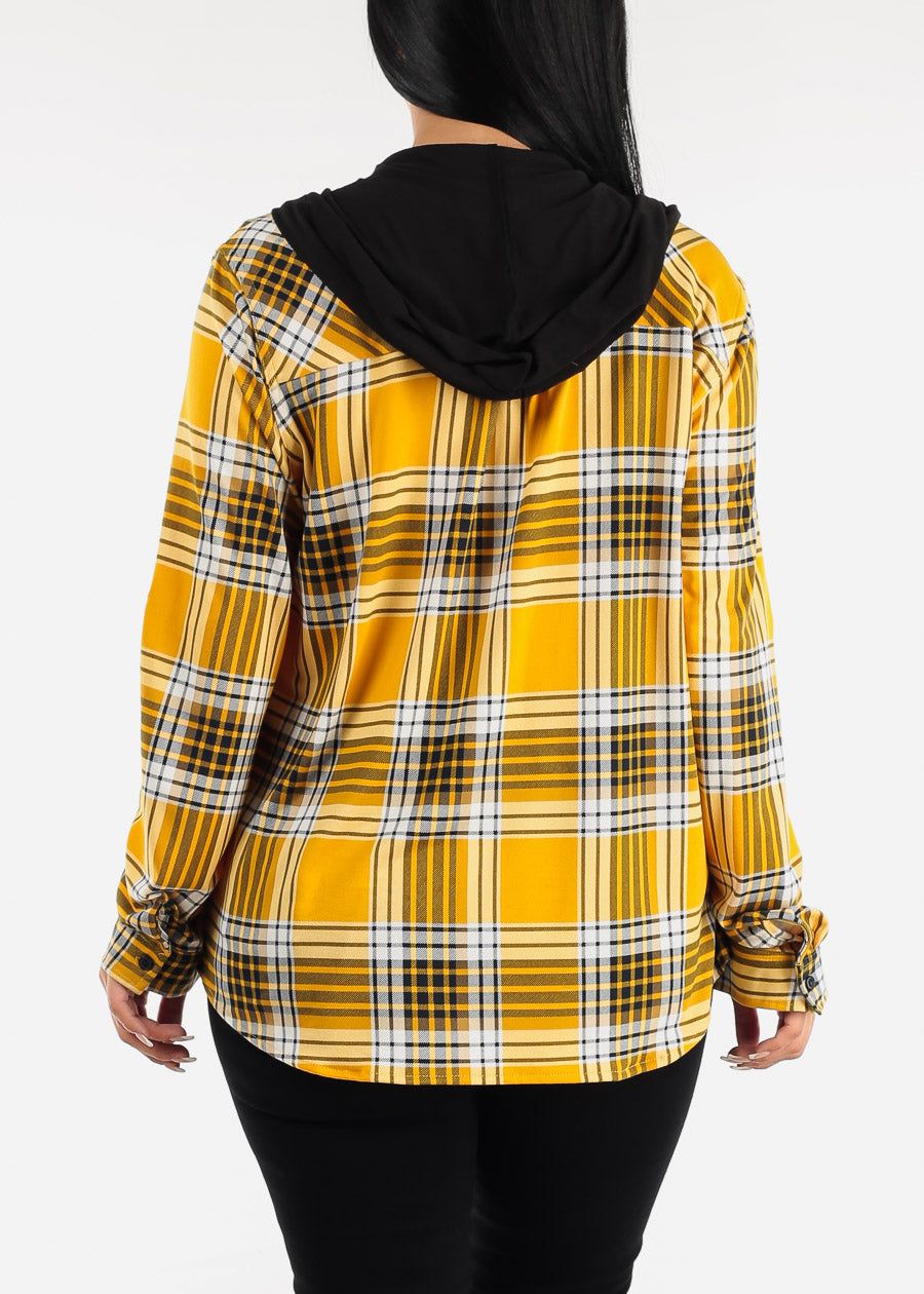 Long Sleeve Plaid Shacket Mustard sold by Moda product image thumbnail 4