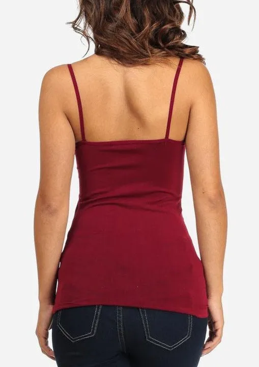 One Size Spaghetti Strap Seamless Top (Burgundy) sold by Moda product image thumbnail 3
