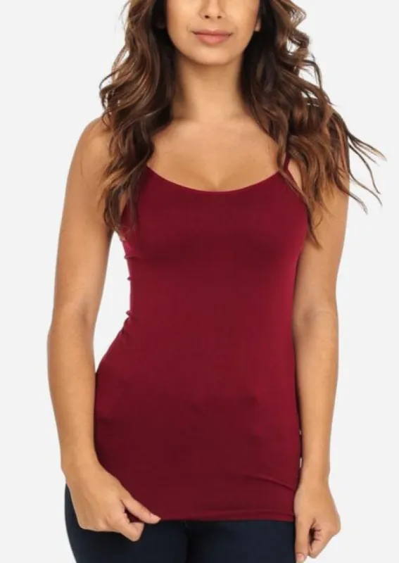 One Size Spaghetti Strap Seamless Top (Burgundy) sold by Moda