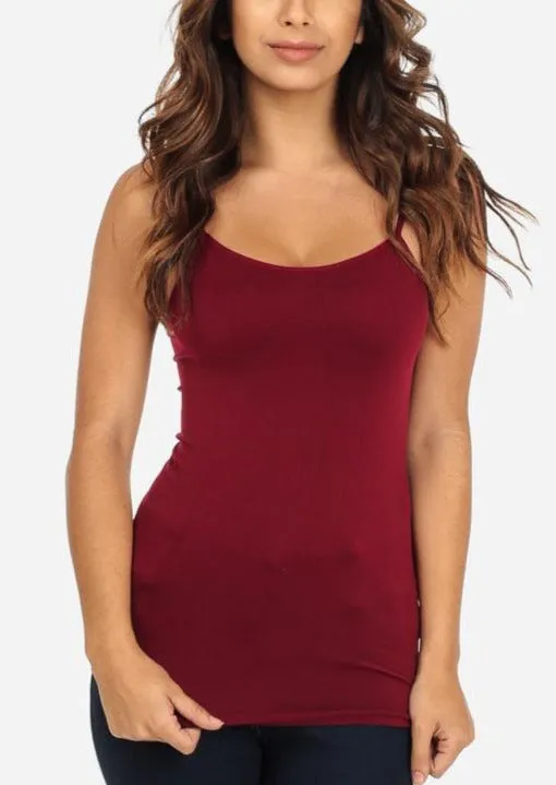 One Size Spaghetti Strap Seamless Top (Burgundy) sold by Moda