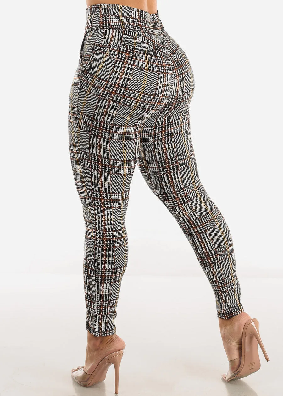 High Waist Pull On Levantacola Plaid Skinny Pants White sold by Moda product image thumbnail 5