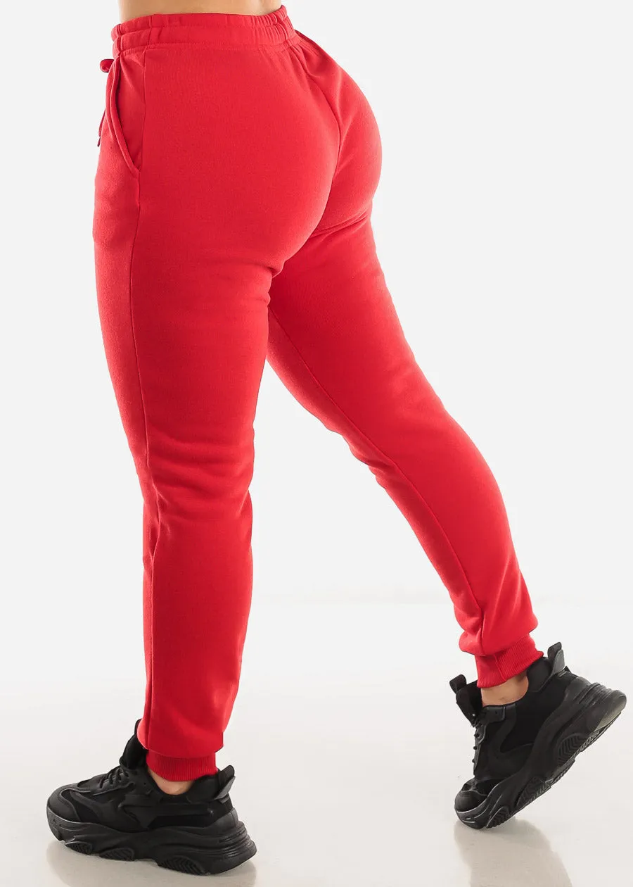 Drawstring Waist Fleece Jogger Sweatpants Red sold by Moda product image thumbnail 2