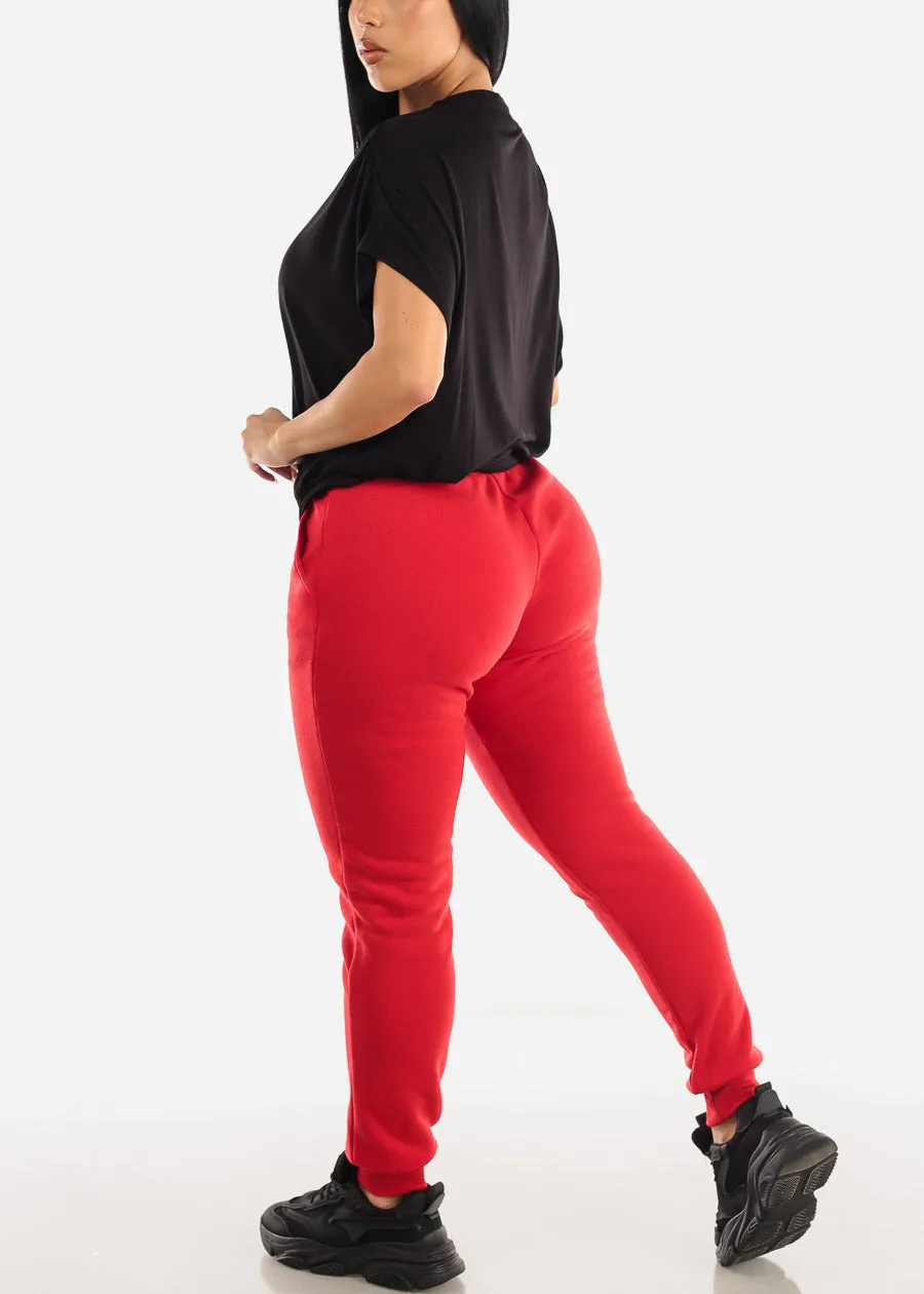 Drawstring Waist Fleece Jogger Sweatpants Red sold by Moda product image thumbnail 5