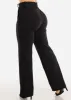 Black High Waist Wide Leg Straight Dressy Pants w Belt sold by Moda