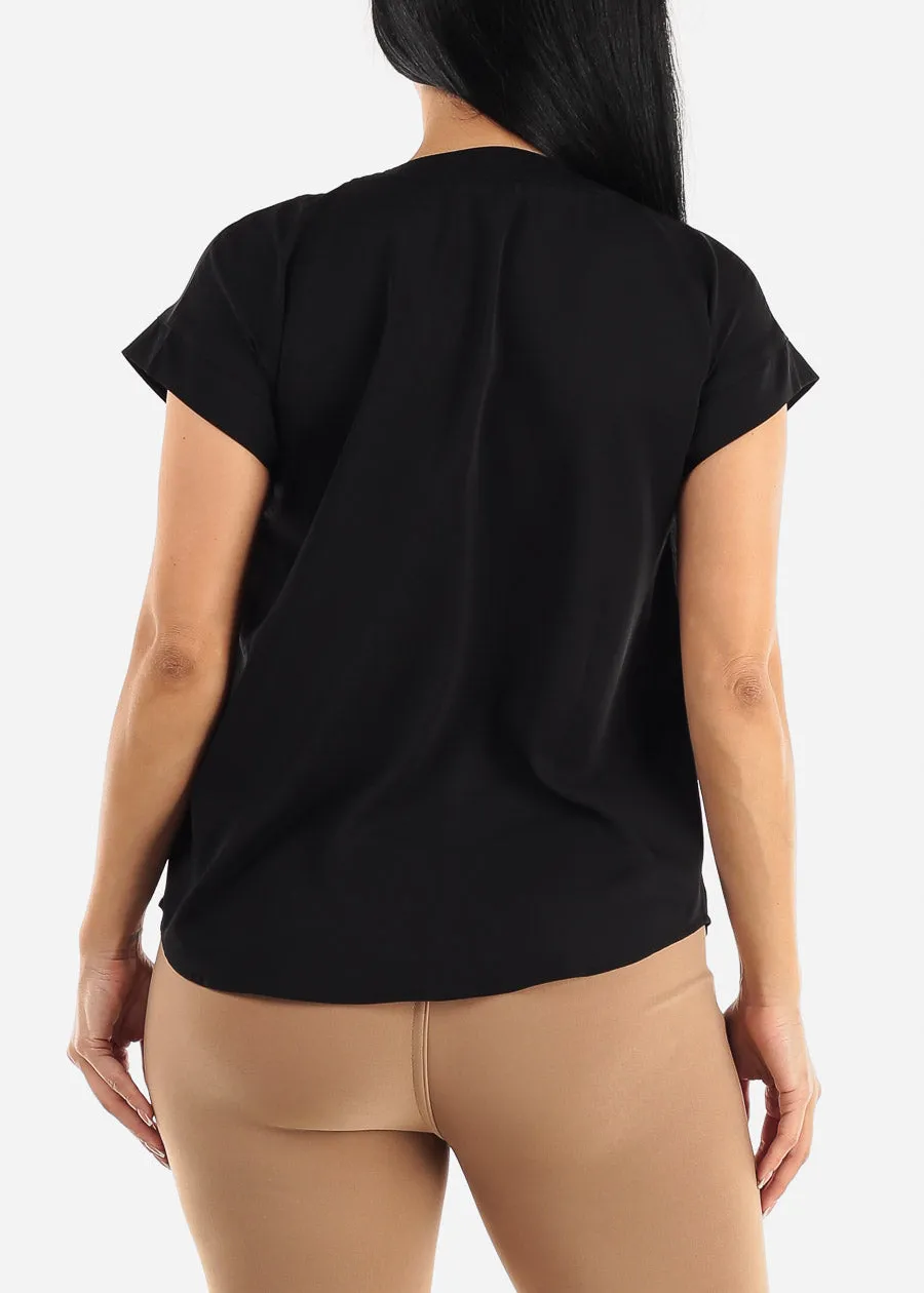 Black Short Sleeve Vneck Blouse sold by Moda product image thumbnail 4