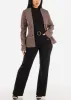 Black High Waist Wide Leg Straight Dressy Pants w Belt sold by Moda
