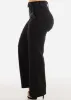 Black High Waist Wide Leg Straight Dressy Pants w Belt sold by Moda