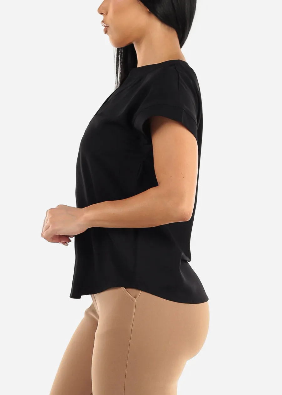 Black Short Sleeve Vneck Blouse sold by Moda product image thumbnail 3