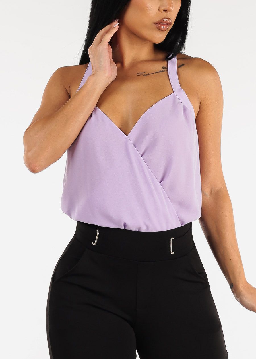 Chiffon Surplice Wrap Camisole Top Lavender sold by Moda