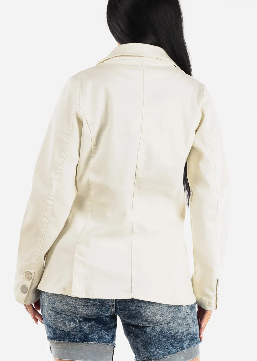 Long Sleeve Ivory Denim Blazer w Pockets sold by Moda product image thumbnail 4